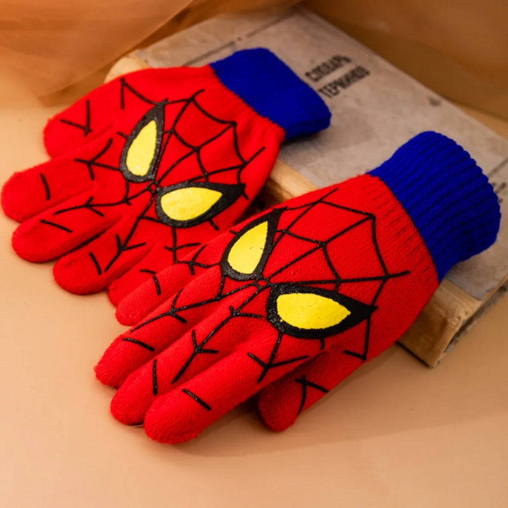 Spider Pattern Winter Warm Knitted Gloves Soft Stretch Full Finger Gloves