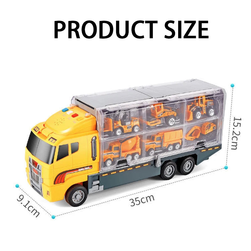 10 In 1 Construction Toys Truck Storage Die-cast Vehicle Transporter Car