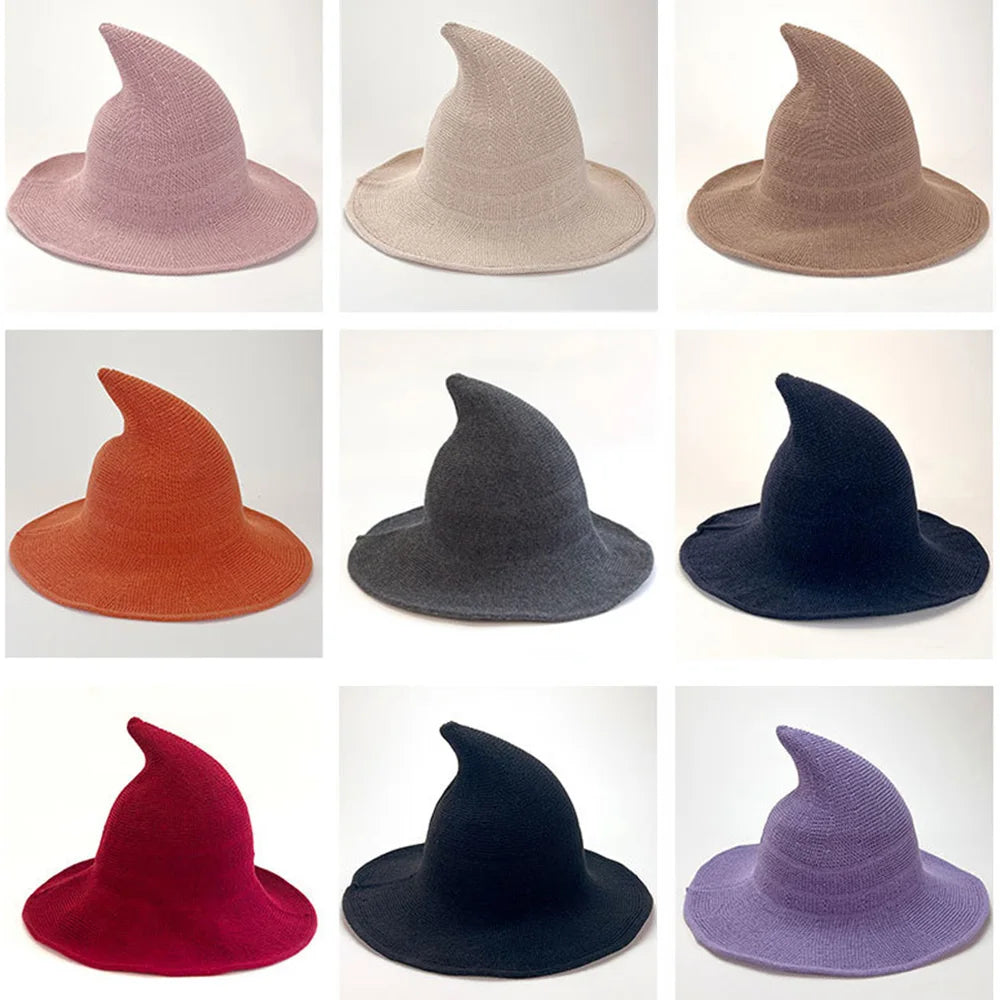Halloween Witch Hat Long Point Hat Knitted Cap Women Halloween Party Cosplay
