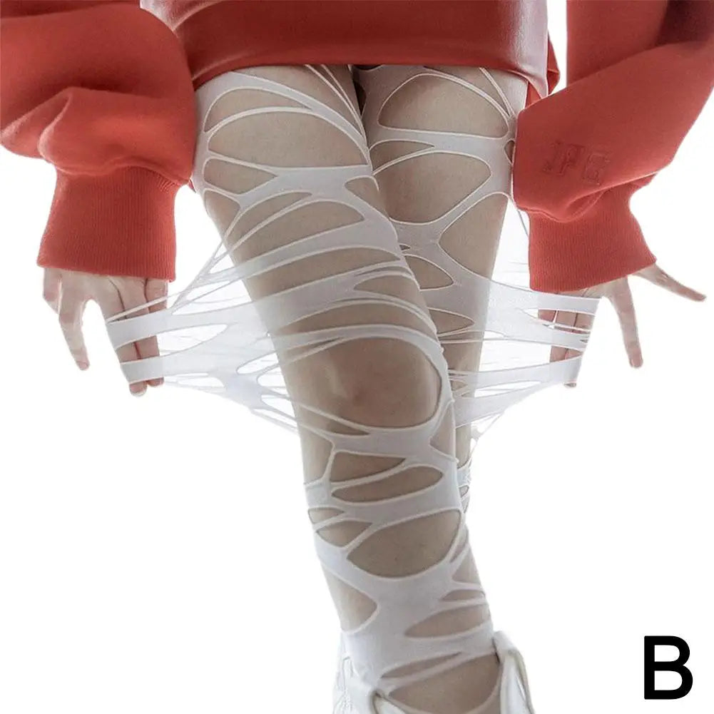 Punk Y2k Women's Ripped High Waist Stockings Tights