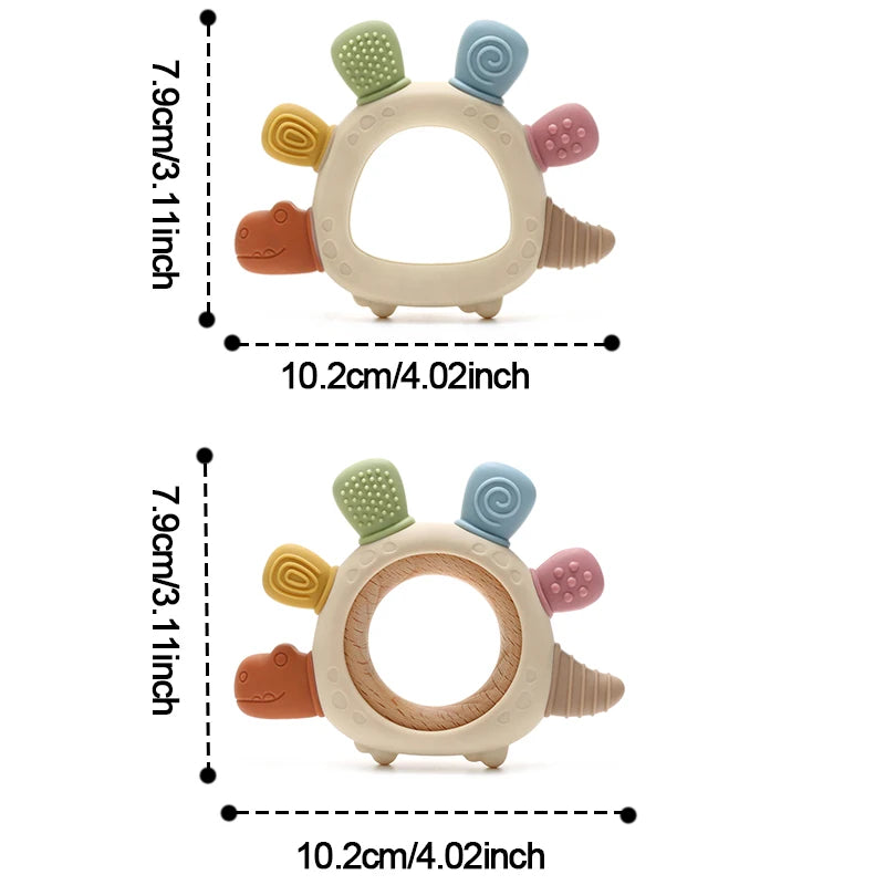 Baby Dinosaur Silicone Teething Toys BPA Free Easy Grip Infant Teether Chew