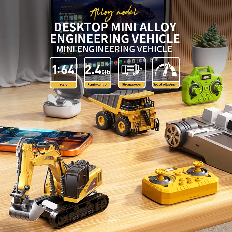 1:64 Bluetooth Remote Control Crane Forklift two-in-one Desktop Mini Alloy