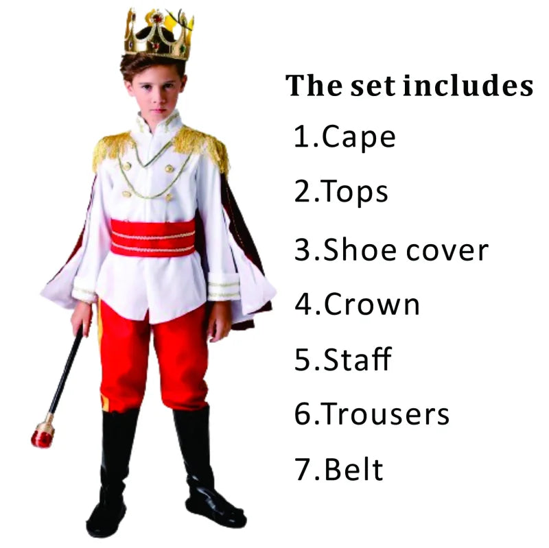Royal Prince King Costume 7-Piece Medieval Set