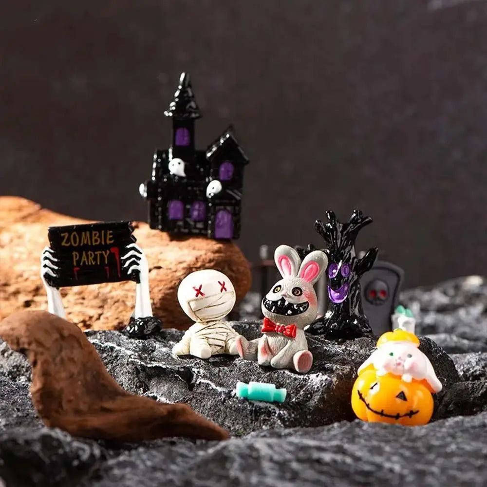 Cartoon Halloween Pumpkin Skeleton Figurines 3D Mummy