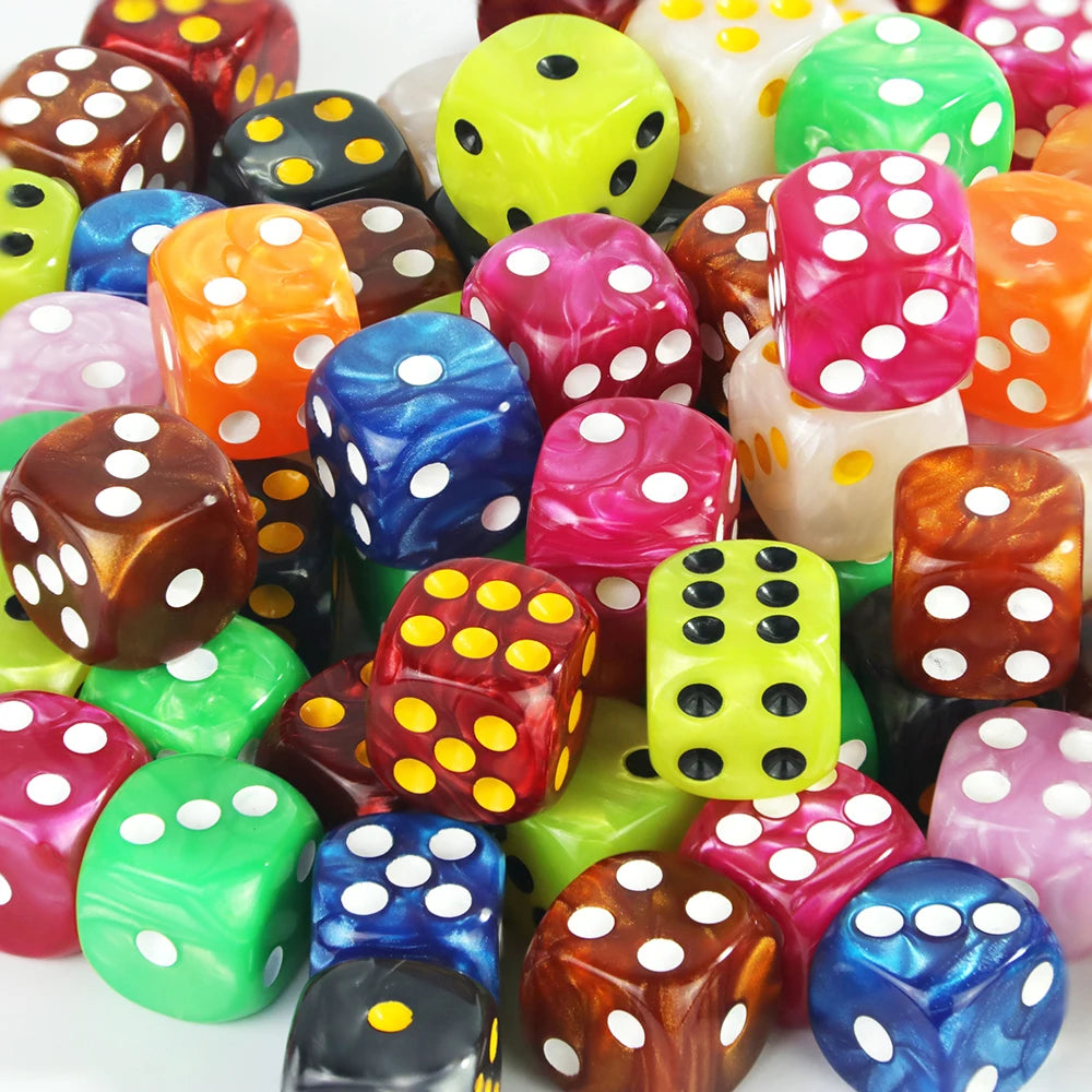 16MM Round Corner Game Dice Set 6-Sided Marble Acrylic Dices Tabletop Game