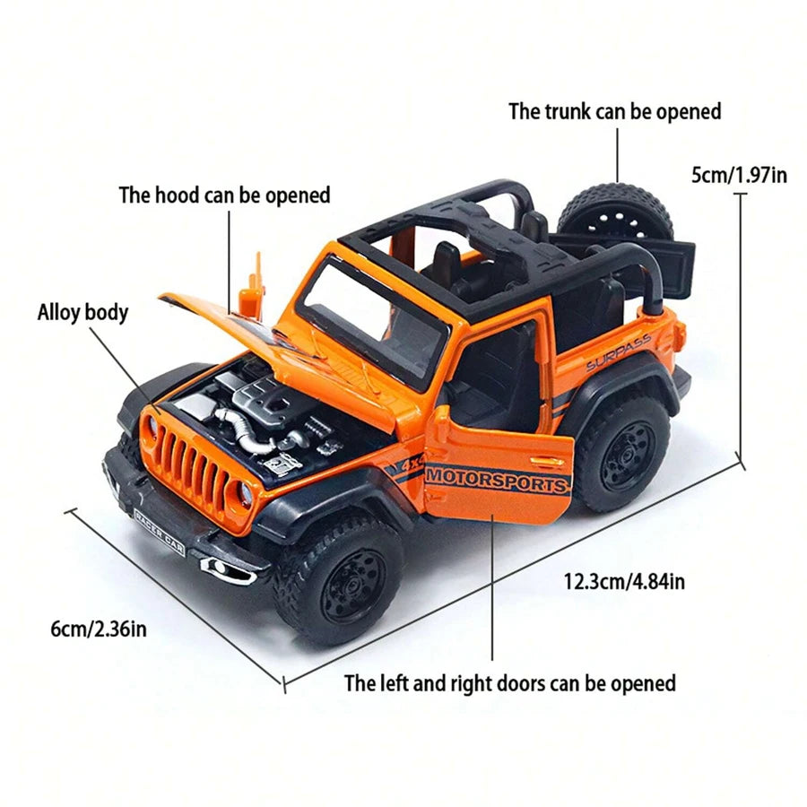 1 36 Convertible Wrangler Off-road Vehicle Die-cast Metal Boy's Toy Four Doors