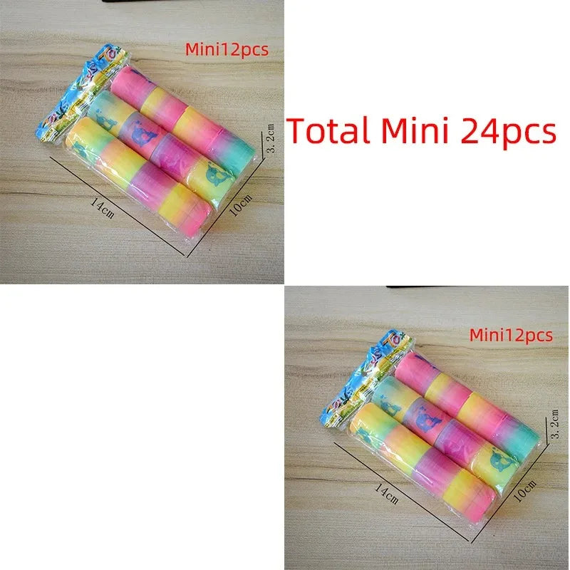 24PCS Rainbow Magic Springs Circle Toys Kids Birthday Party Favors Gifts