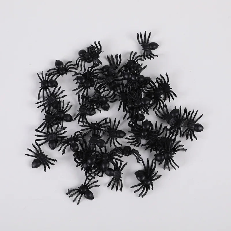 100 50pcs Realistic Spider Halloween Decoration Plastic Mini Spider Black Scary