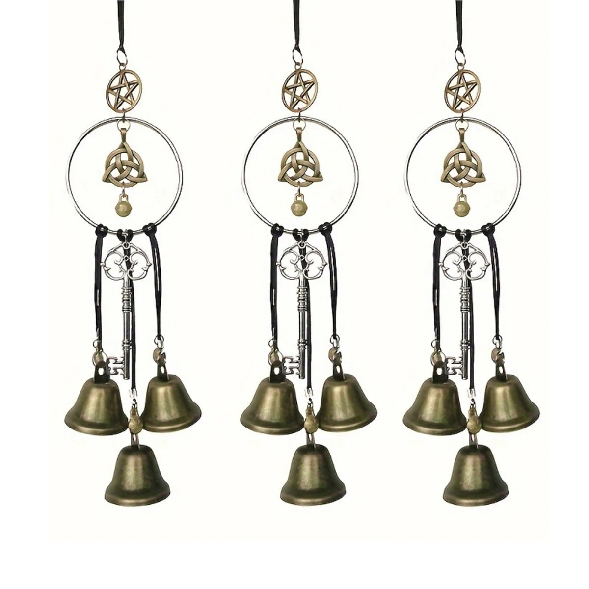 1pc Witch Bell Doorknob Hanging Decorative Wicker Wind Chime Home Decor