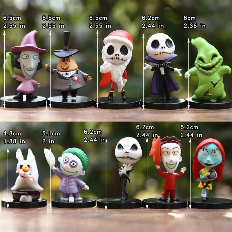 10Pcs Set Nightmare Before Christmas Anime Figure Toys Jack Skellington