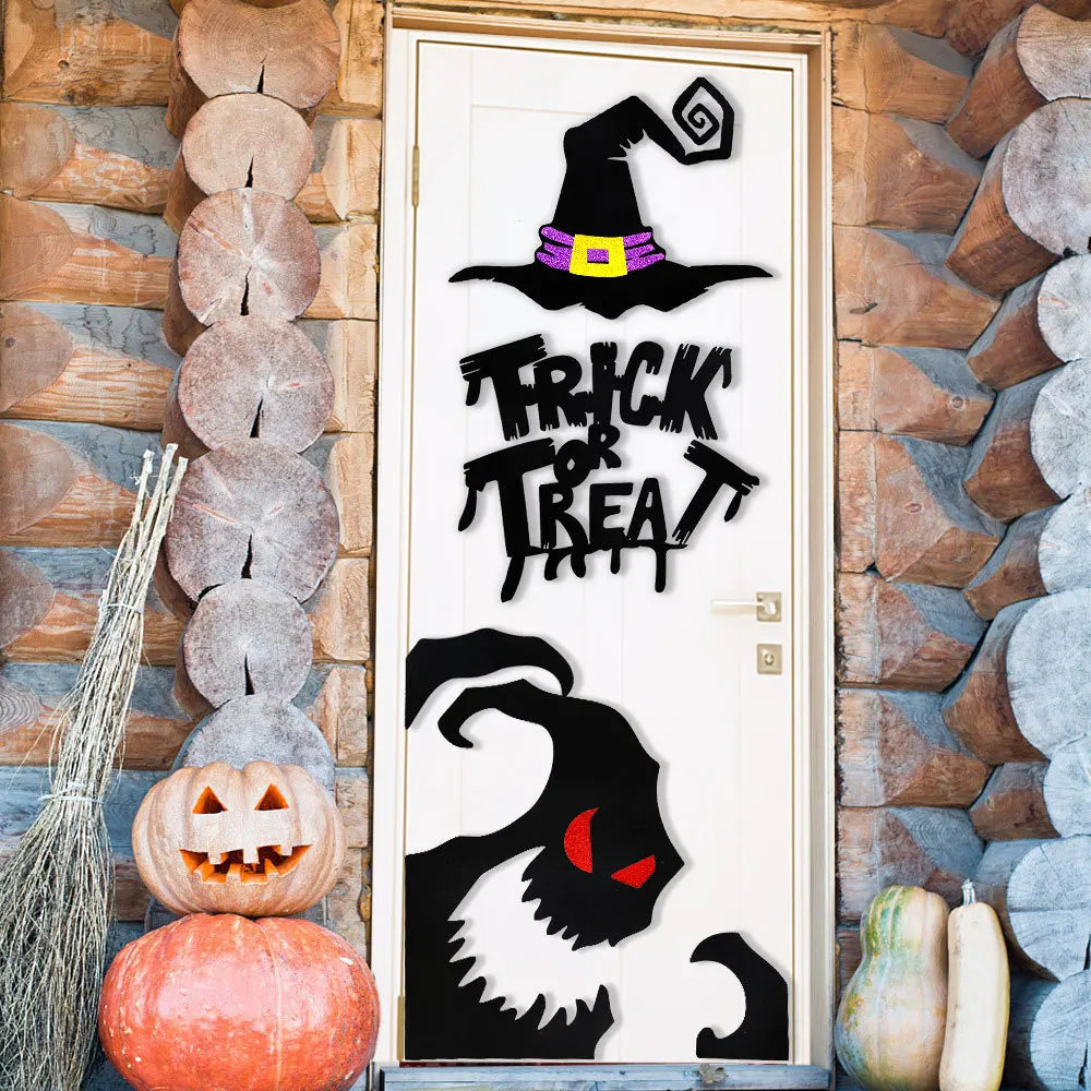 Halloween Decoration Room Door Stickers Window Decor Skeleton Hand Pumpkin DIY