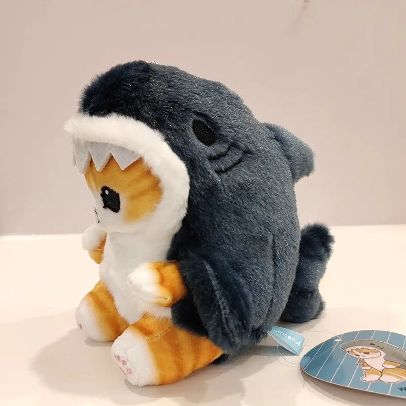 Kawaii Tempura Shark Cat Keychain Plush Charm