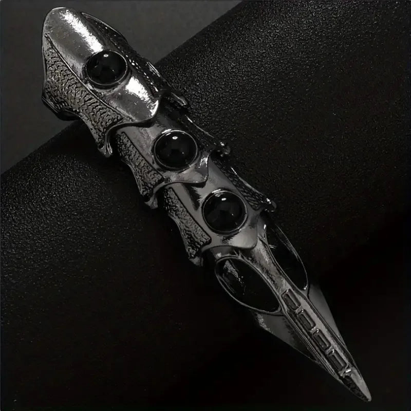 1 Fully Finger Hinged Fearless Warrior Ring, Detachable, with Adjustable Finger Size and Length