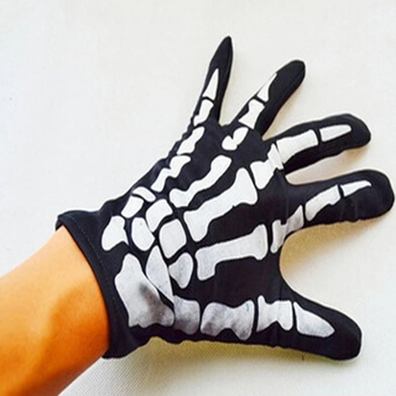 Halloween Gloves Black White Makeup Props Skull Ghost Claw