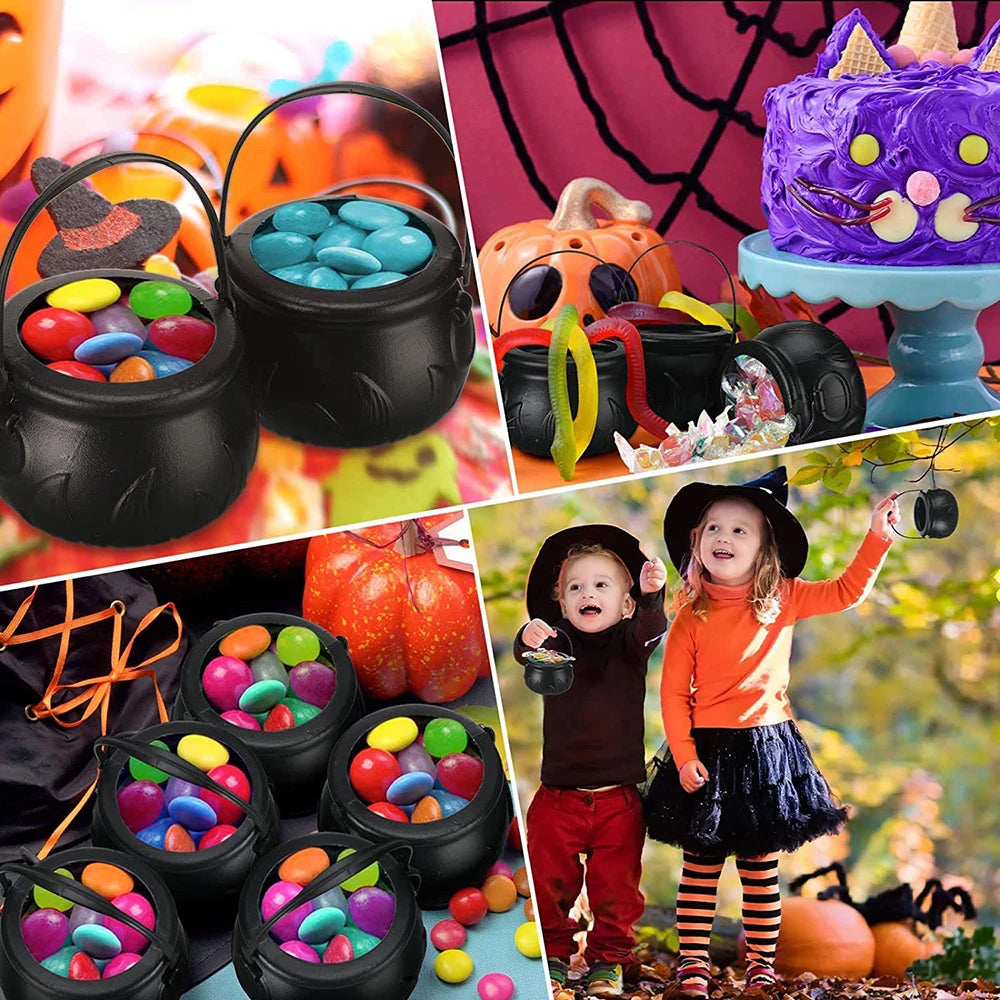 Halloween Witch Cauldron Decoration Mini Black Plastic Witches Cauldron Pumpkin
