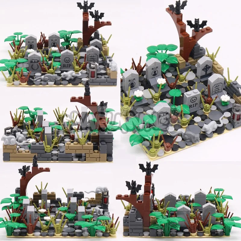 Halloween Building Blocks Set 99-265pcs Graveyard Grave Tombstone Construction