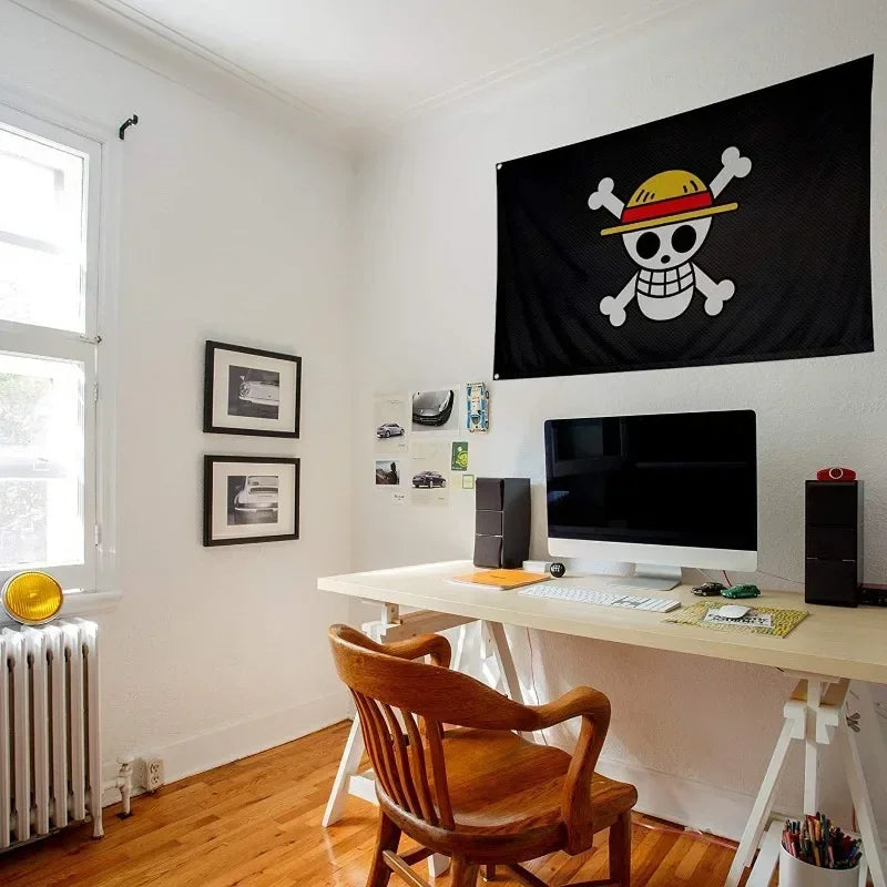 Anime One Piece Pirate Skull Flag Home Bedroom Wall Decor Banner Painting