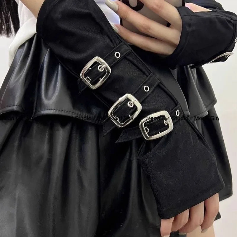 Y2K Personalized Buckle Punk Style Women Gloves
