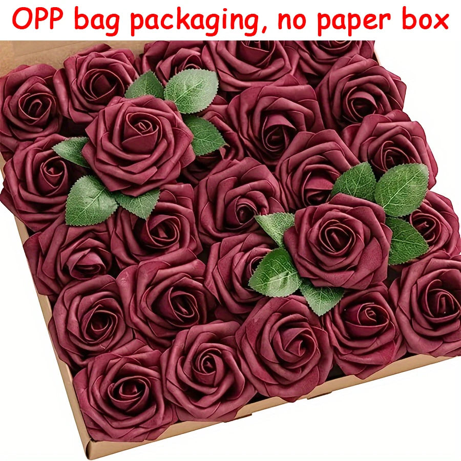 25pcs Artificial Flowers Fake Flowers Roses Stem DIY Wedding Bouquets