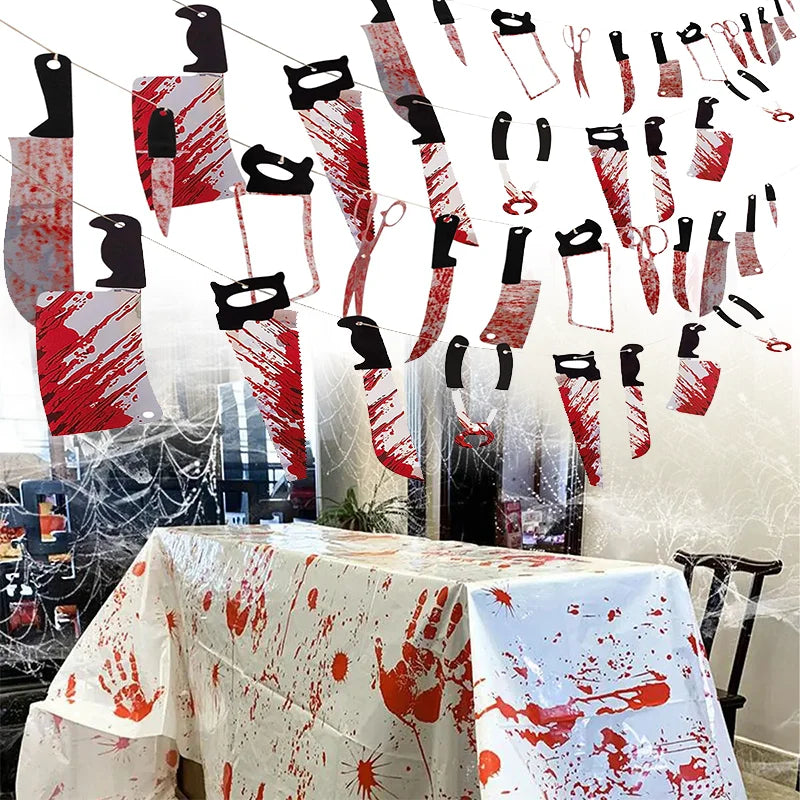 Halloween Bloody Handprint Party Tablecloth Decor