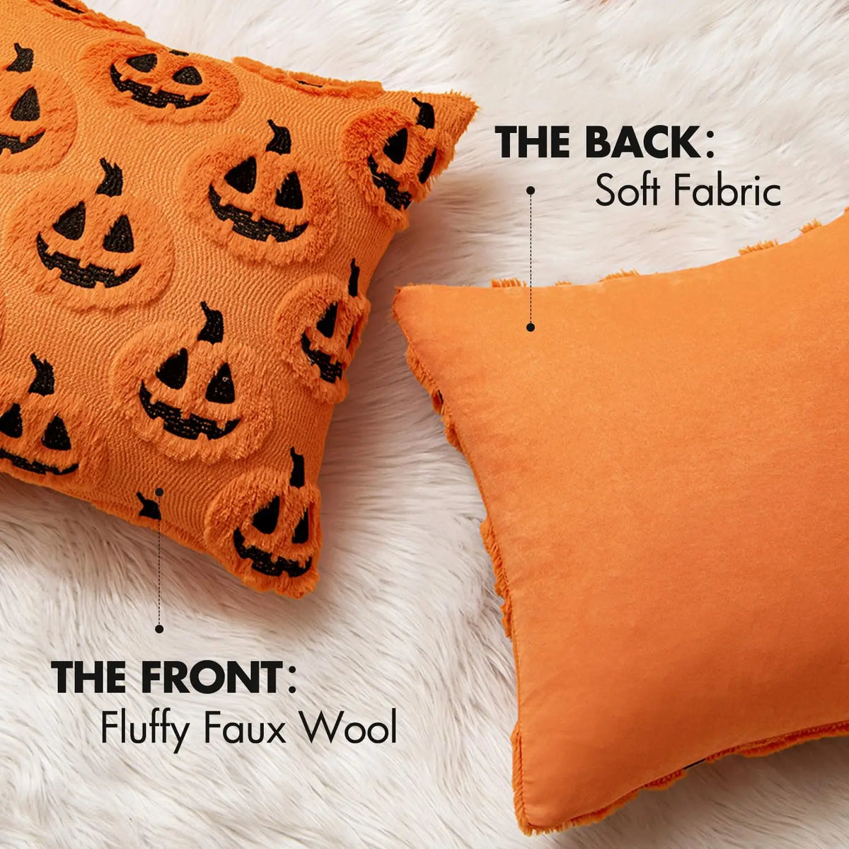 Fall Halloween Throw Pillow Covers 18x18 Decorative Pumpkin Pattern