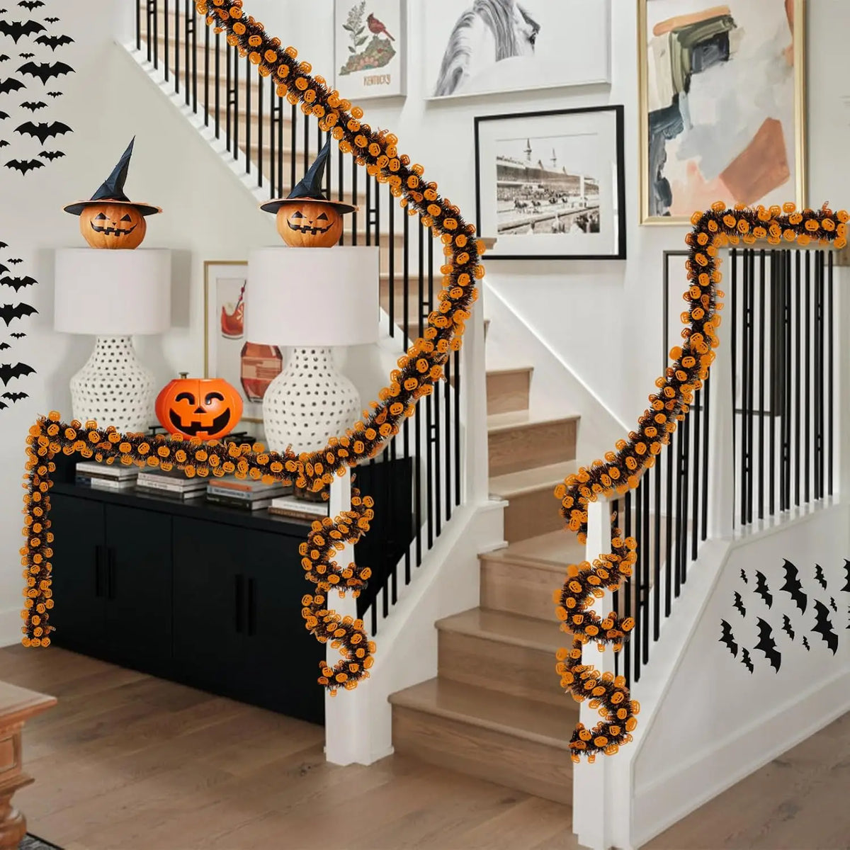 2m Halloween Tinsel Garland Pumpkin Spider Bat Shiny Metallic Twist Garland