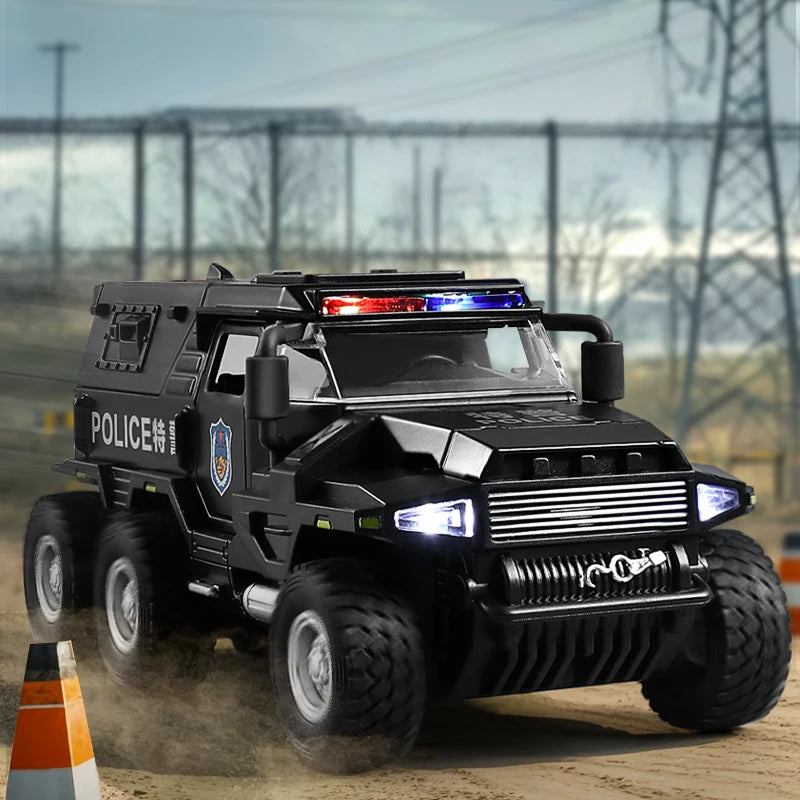 1:32 SWAT City Police Truck Model Diecast Play Off-road Vehicle Sound Light