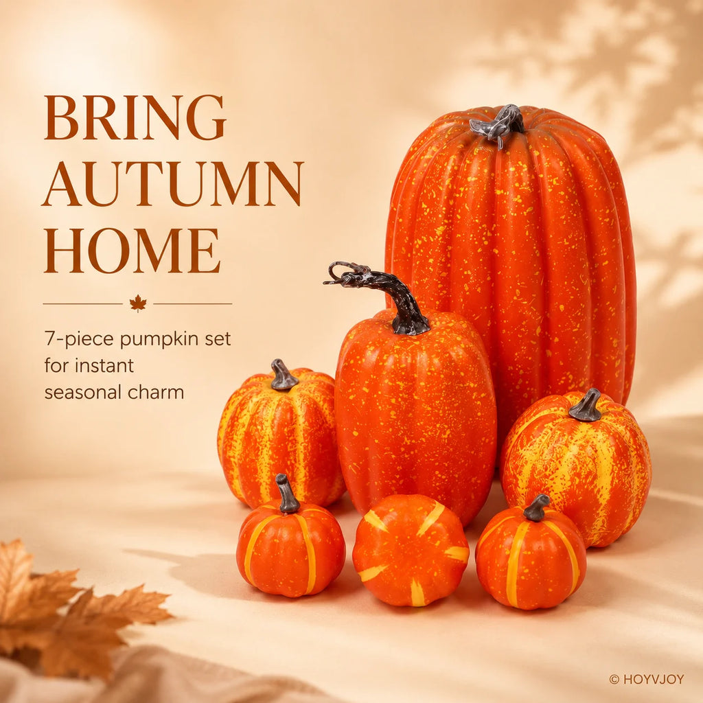 7pcs Pumpkin Autumn Decor Outdoor Foam Plastic