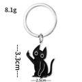 Stainless Steel Black Cat Keychain Durable Key Ring