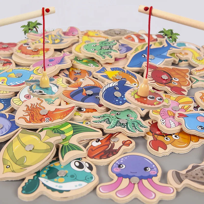 Magnetic Fishing Game Montessori Wooden Toys Educational