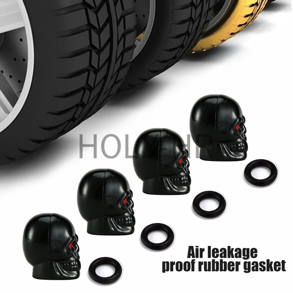 4Pcs Set Universal Car Skull Style Antirust Copper Core Motorcycle Bike Wheel