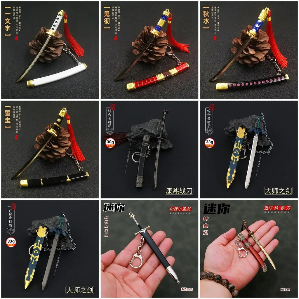 Mini Sword With Sheath Zinc Alloy Tang Hengdao Han Sword Model Keychain