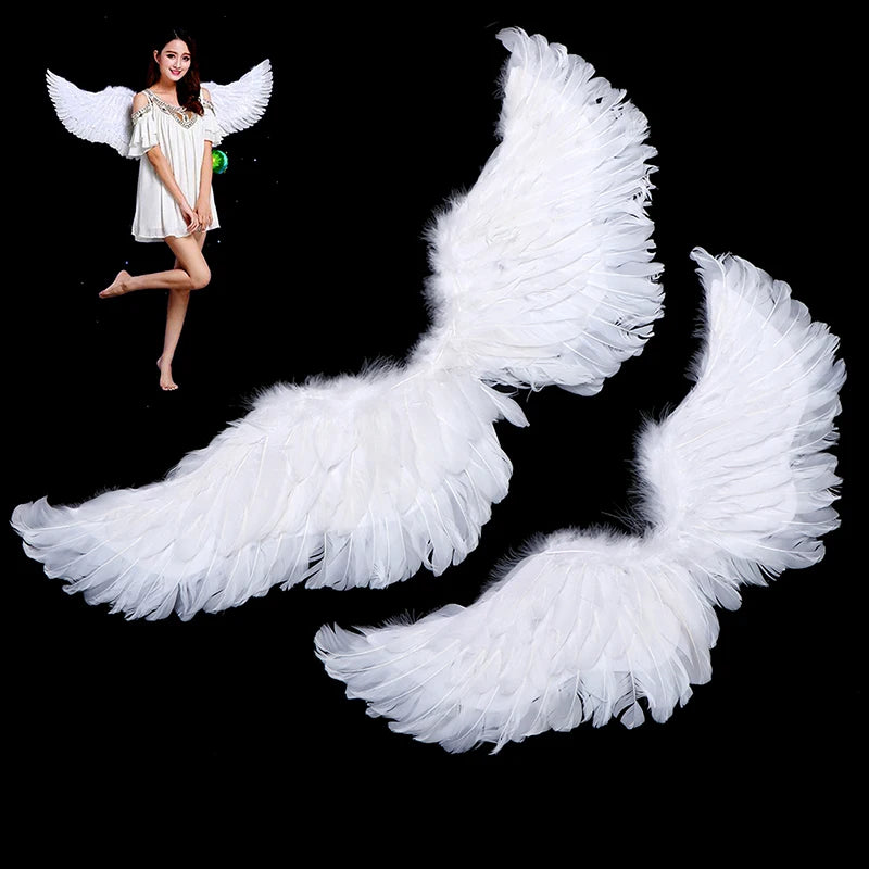 Kids Adult Party Swallow White Angel Feather Wings Halo Magic Wands Cosplay