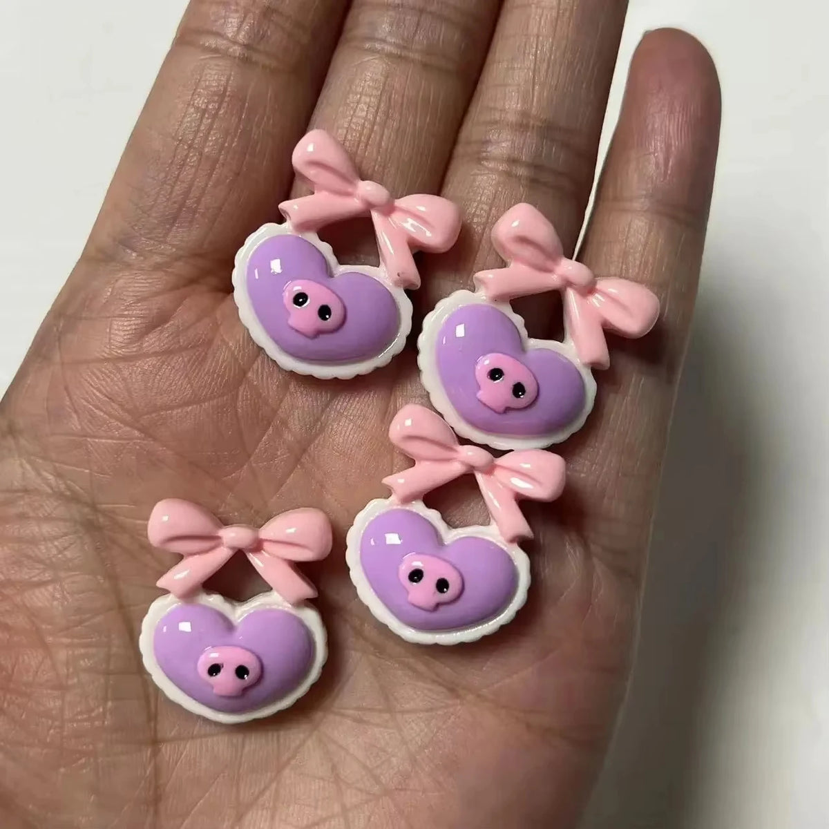 10pcs Macaron Color Skull Bow Skeleton Resin Handmade