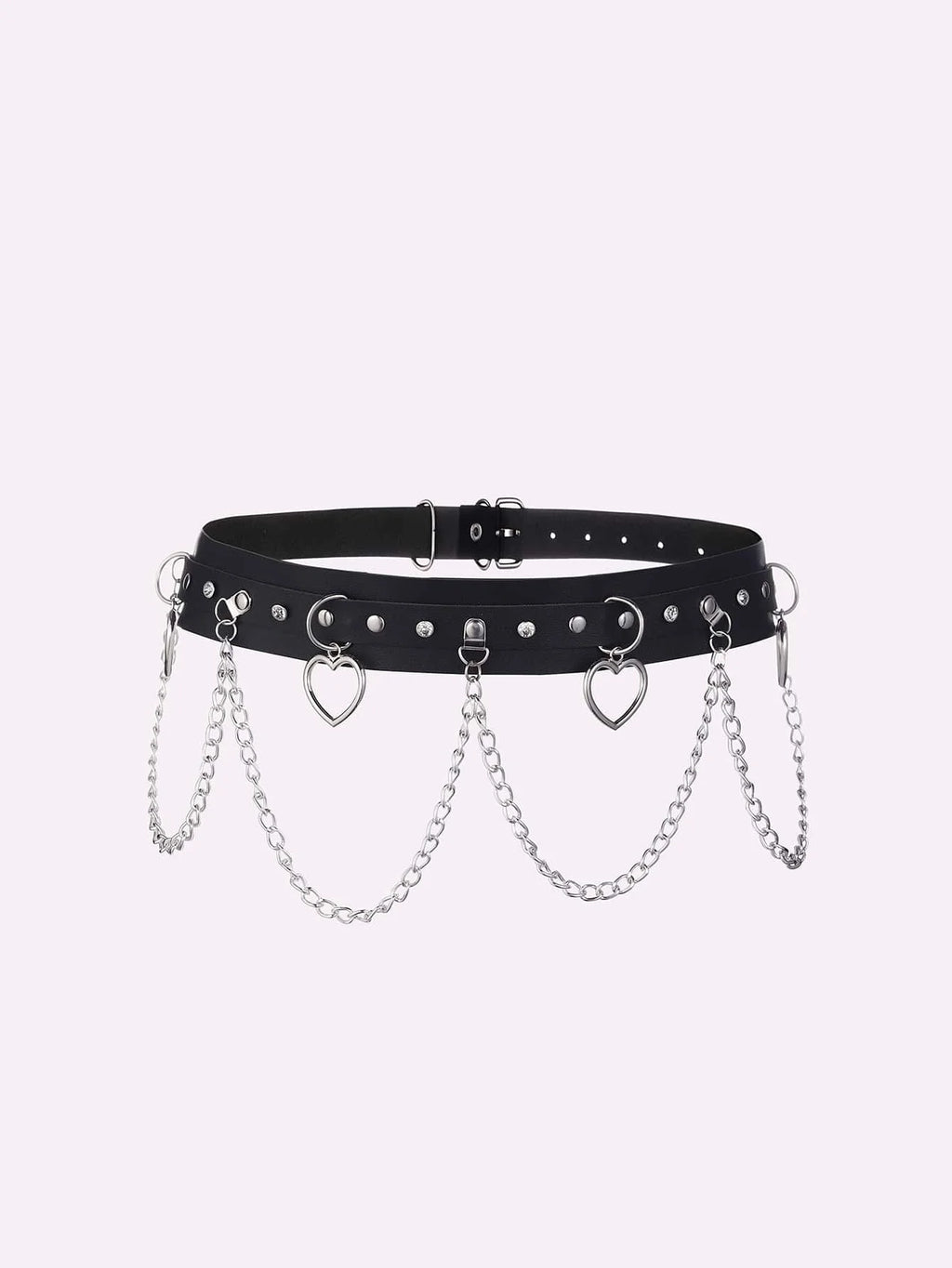 Moon Pendant Chain Fringe Goth Belt Punk Black PU Leather Belts Vintage