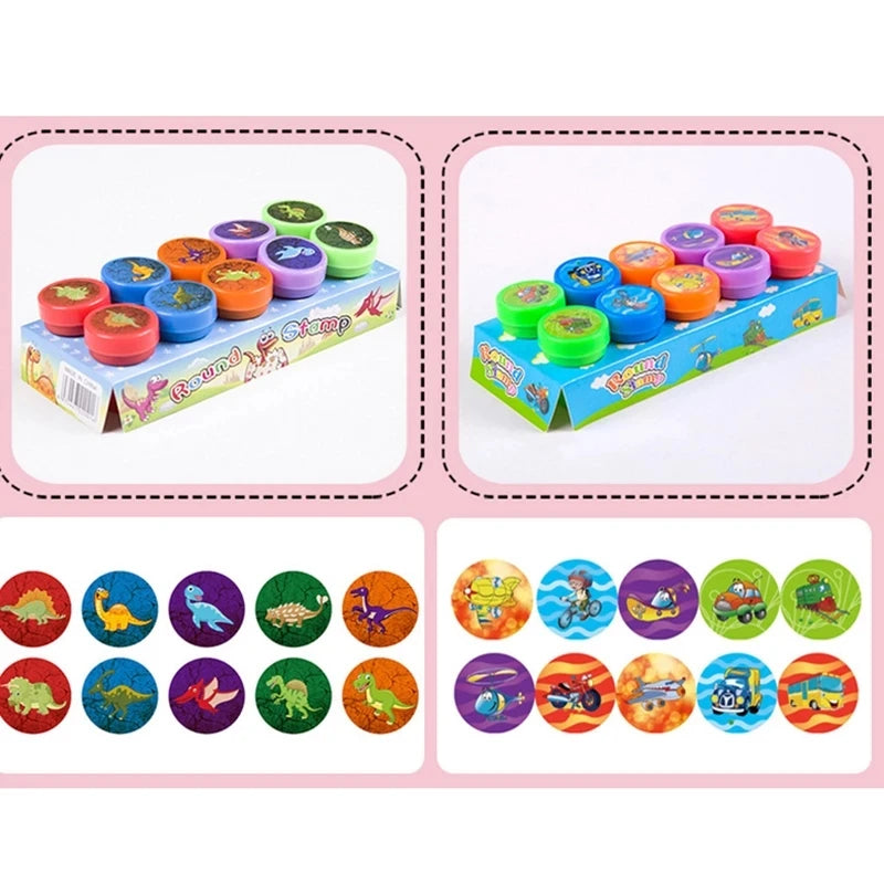 10pcs Assorted Stamps Self-ink Stamps Toy Stamps Smiley Face Seal Scrapbook