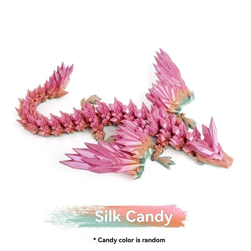 3D Printed Dragon Colorful Gem Dragon Figurines Movable Joint Rotatable