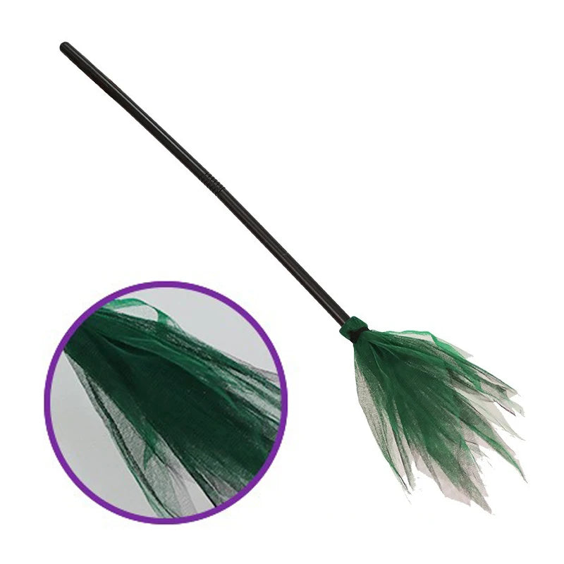 Halloween Witch Wizard Cosplay Props Black Magic Hats Flying Broomstick Decor