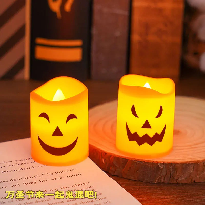 6Pcs LED Candle Light Battery Powered Pumpkin Skull Ghost Spooky Light