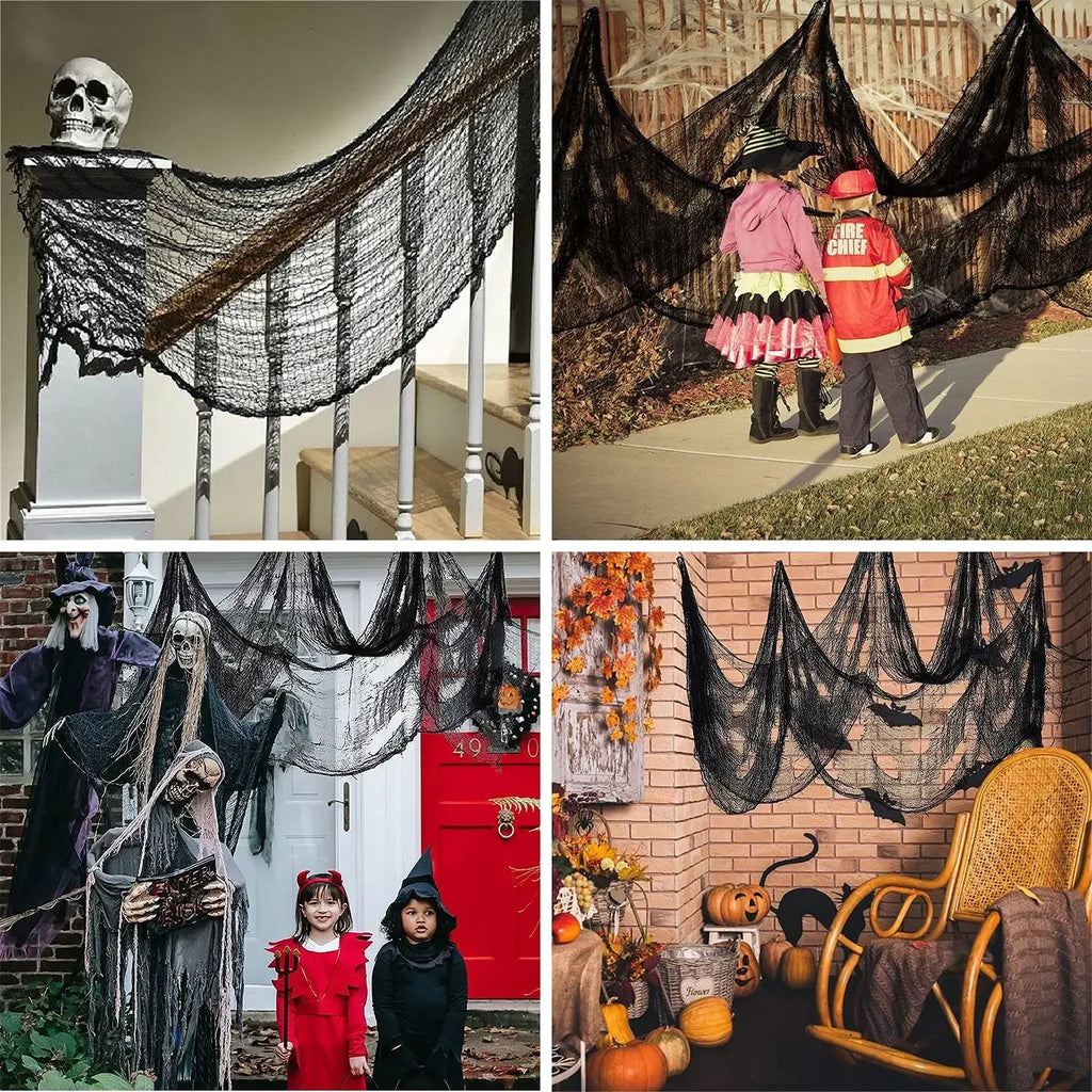 76x183cm Halloween Decorations Black Creepy Gauze