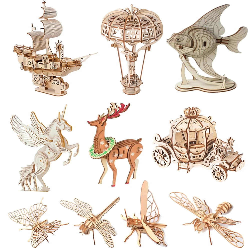DIY 3D Wooden Puzzle Model Educational Building Toy