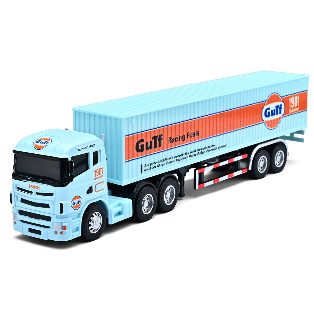 1:64 Small trailer container truck Gulf version Simulation alloy car model