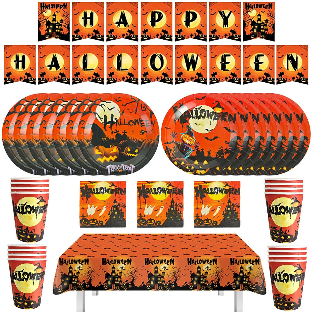 Halloween Theme Party Disposable Tableware Pumpkin