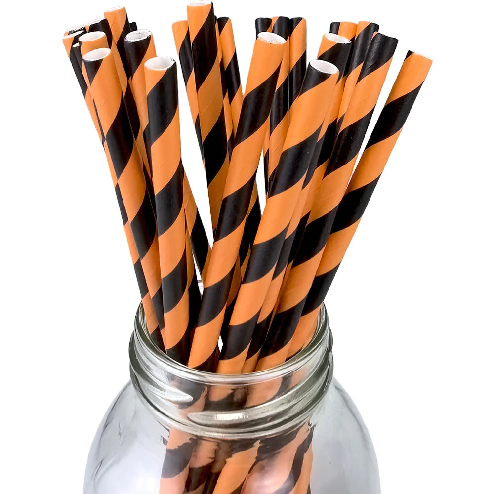 25 50 100pcs Halloween Theme Disposable Paper Straws Spider Skull Pumpkin