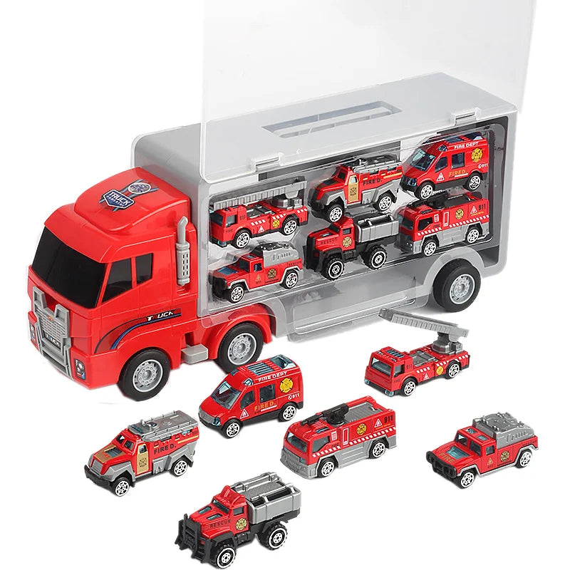10 In 1 Construction Toys Truck Storage Die-cast Vehicle Transporter Car