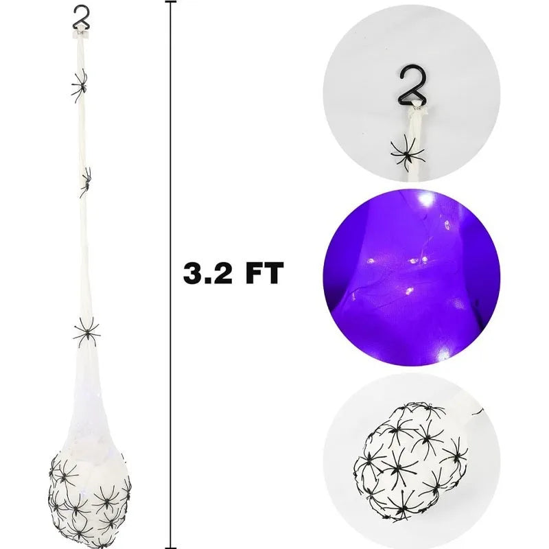 Halloween Glowing Spider Egg Hanging Light Web Prop