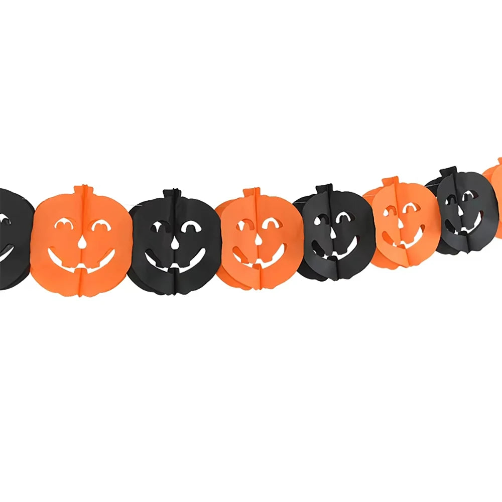 Halloween Garland Decorations 3M Pumpkin Bat Ghost Paper Garland Pull Flag