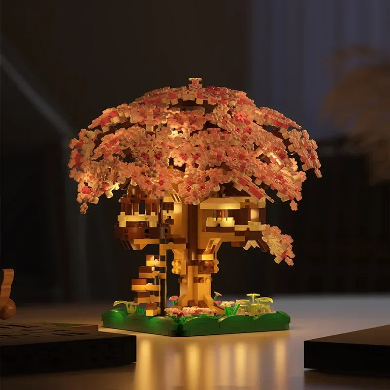 DIY Cherry Blossom Flower Tree Building Blocks House
