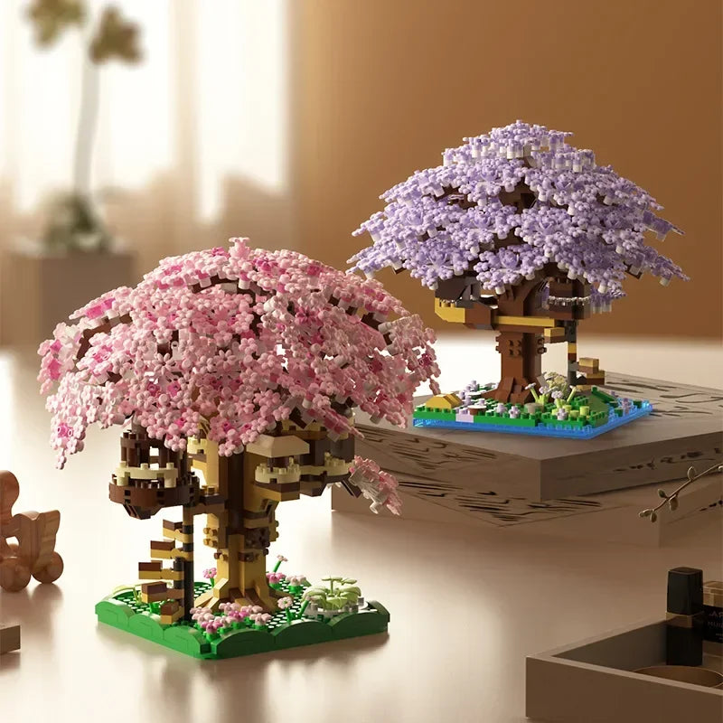 DIY Cherry Blossom Flower Tree Building Blocks House
