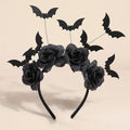 1pcs Halloween Party Headband Cute Witch Hat Black Artificial Flowers Gothic
